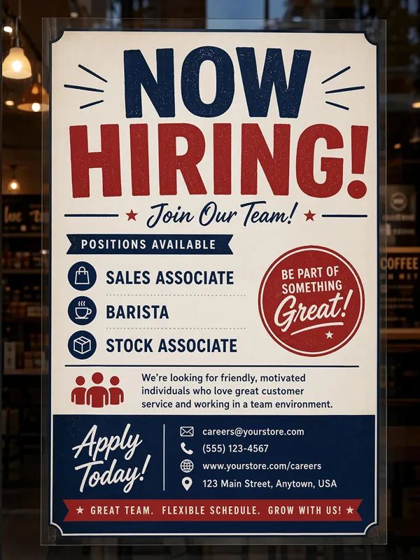 AI Generated Now Hiring Sign