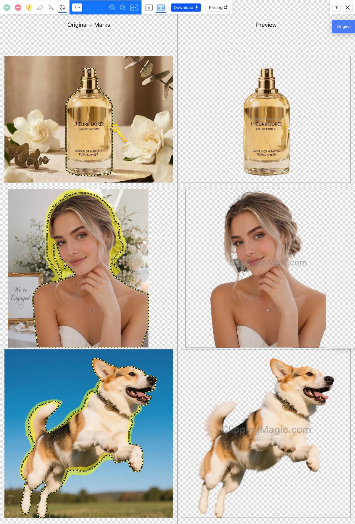 clipping magic remove bg for product portrait and pet images