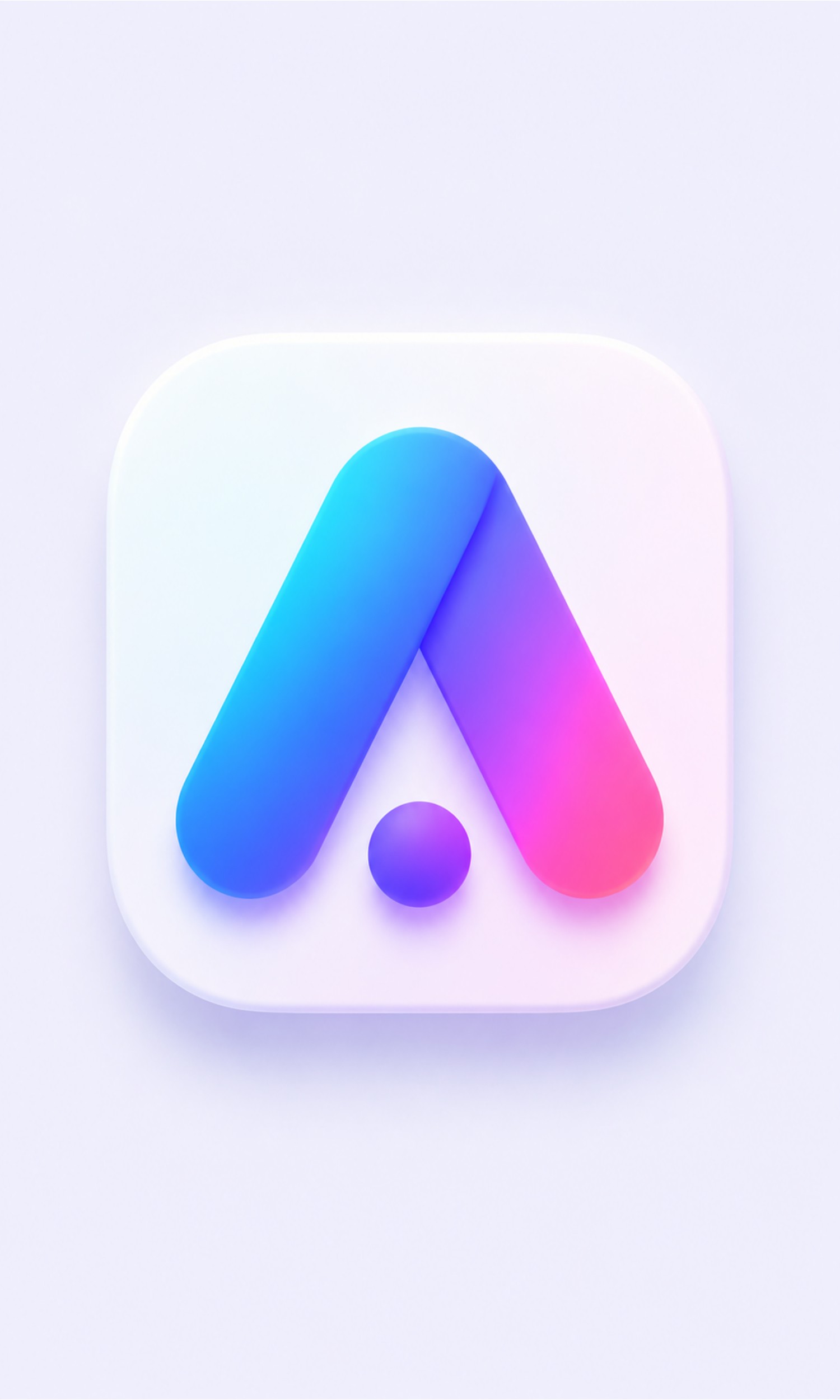 Minimal gradient brand app icon with a rounded square tile and abstract A logo