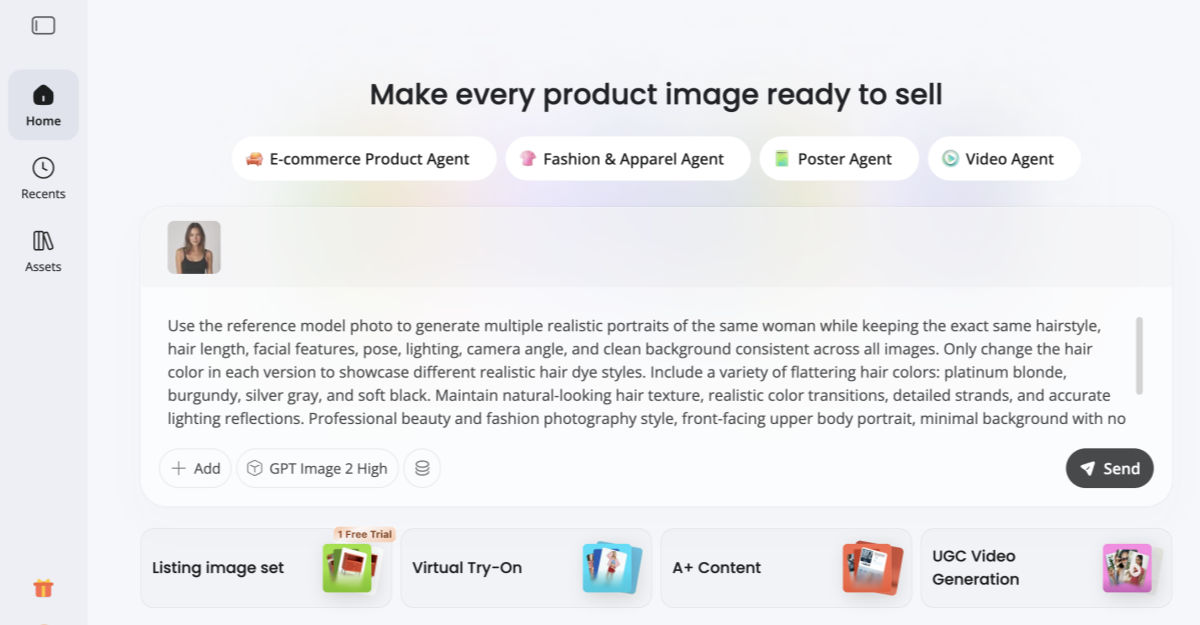 enter your hairstyle idea and select an AI model