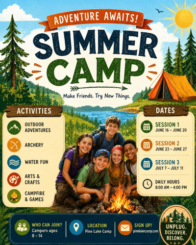 AI Generated summer camp poster 