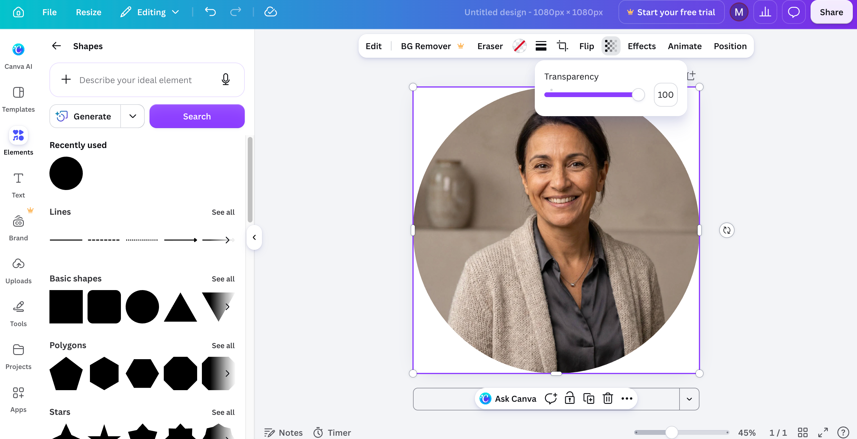 How to Crop a Photo Into a Circle in 5 Steps Check Background and Transparency