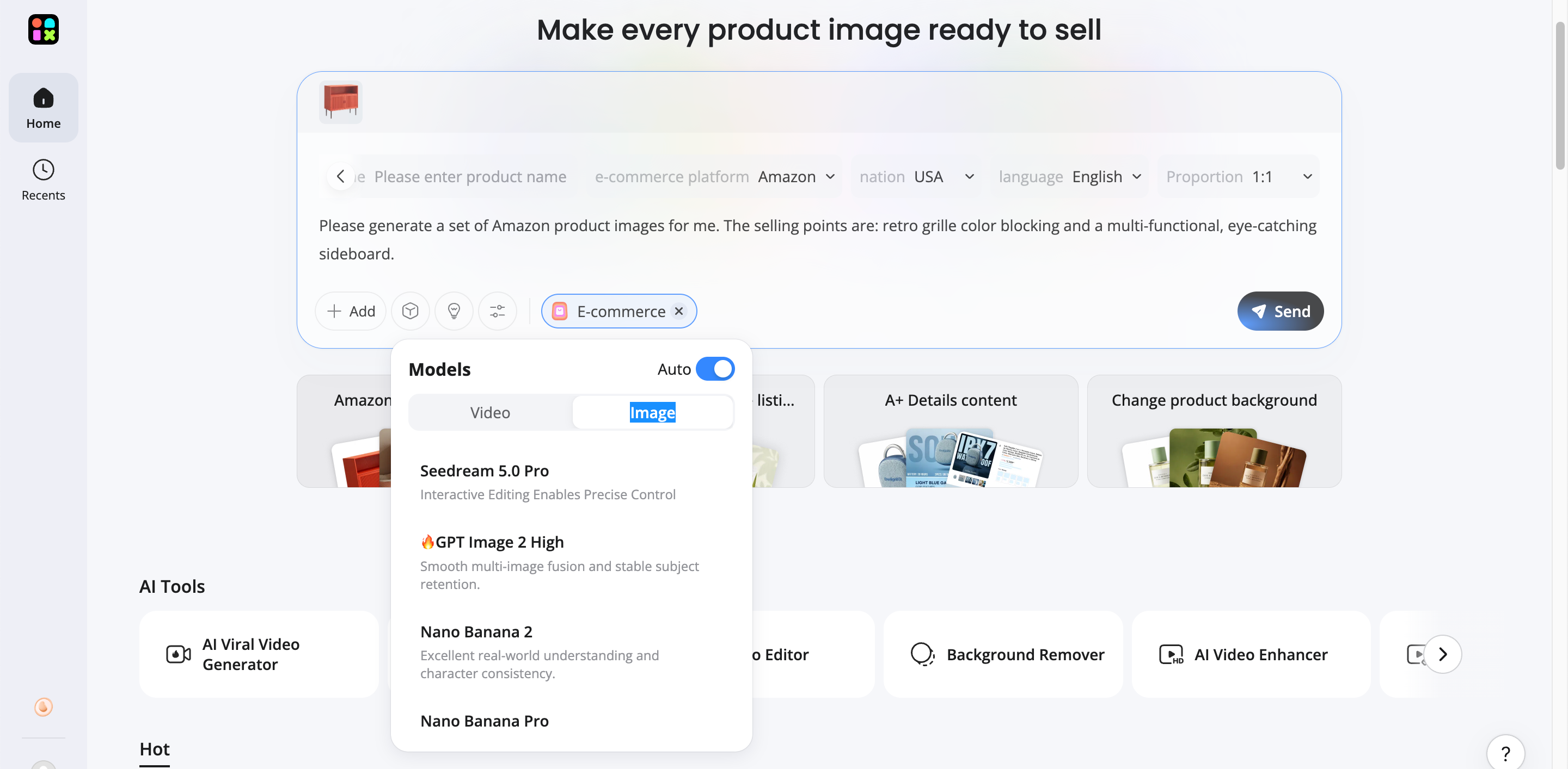 Select an AI Model, Platform, and Image Size