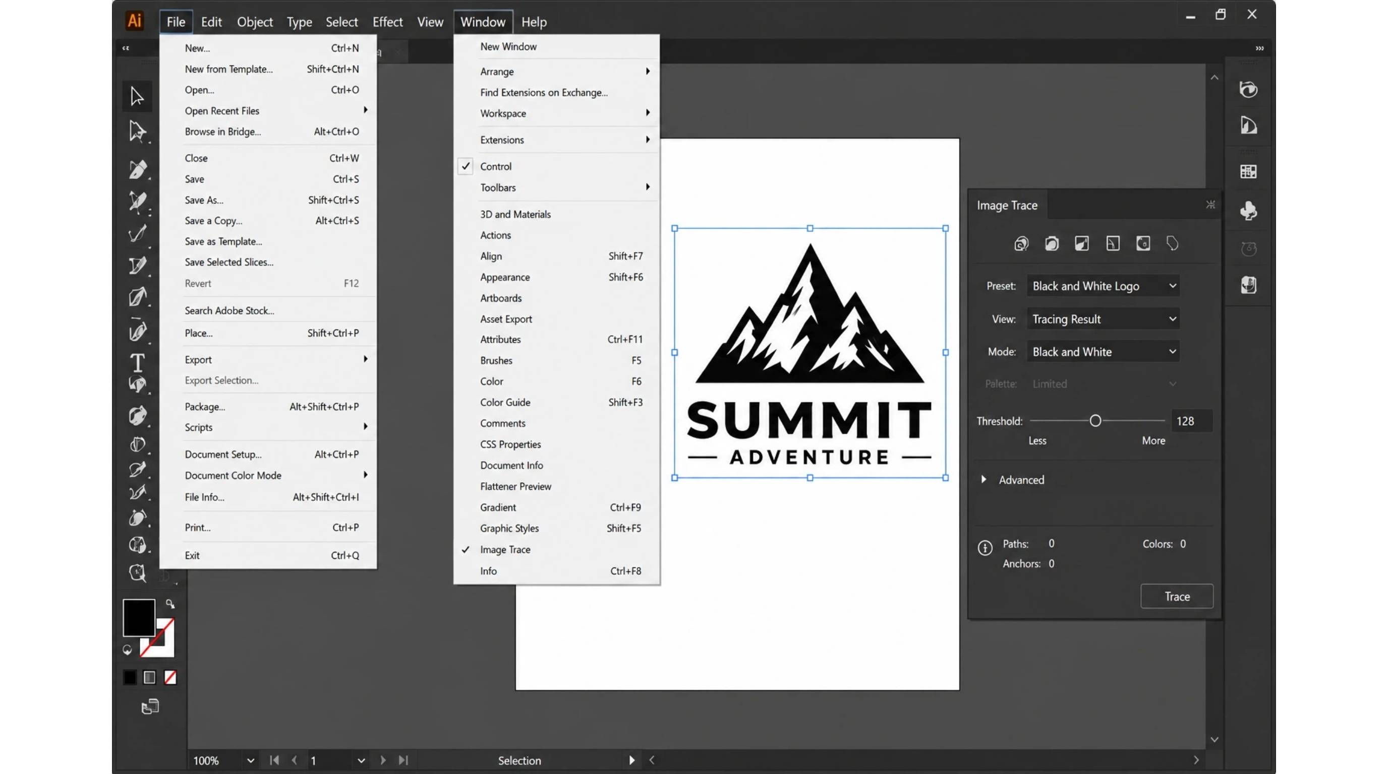 Import and trace the image