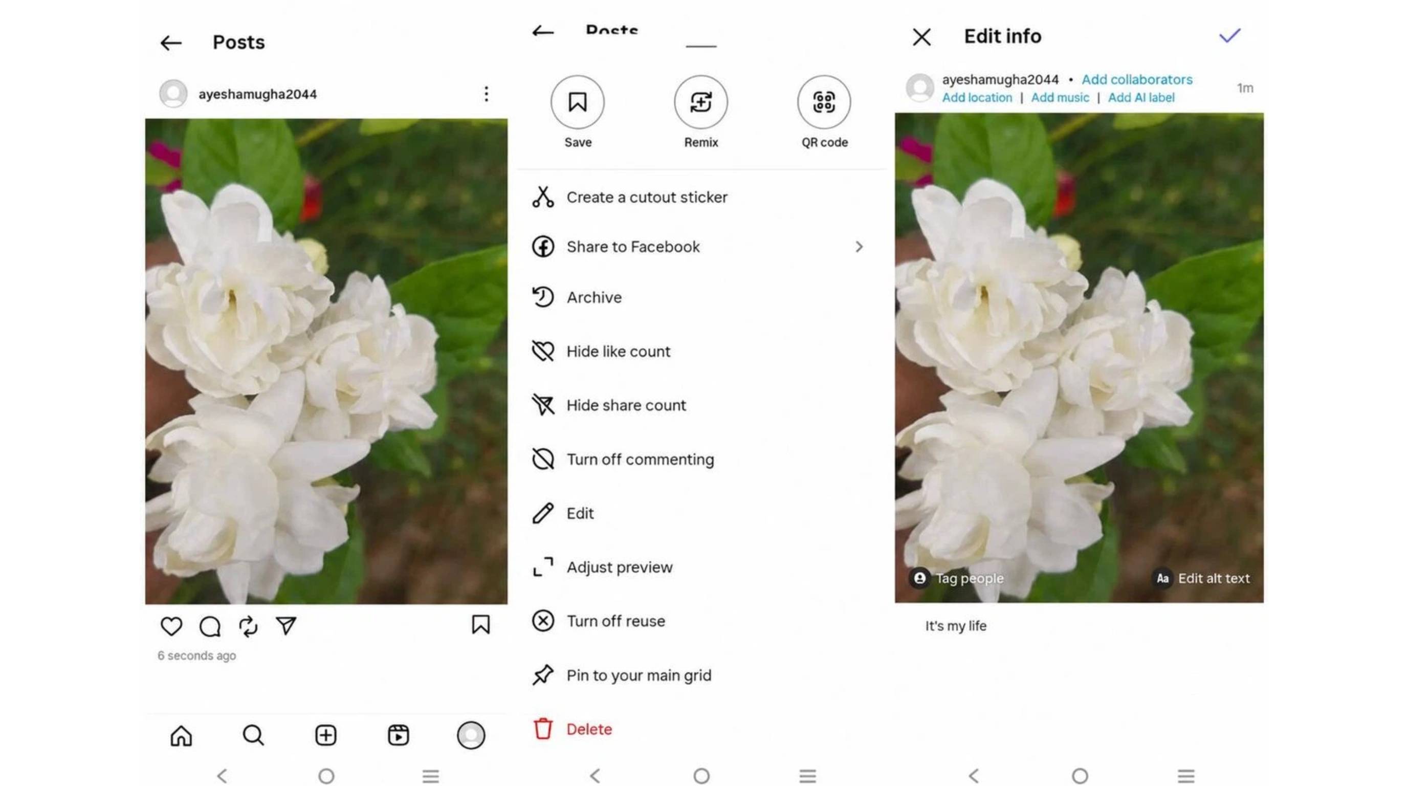 Steps to edit an Instagram post after publishing