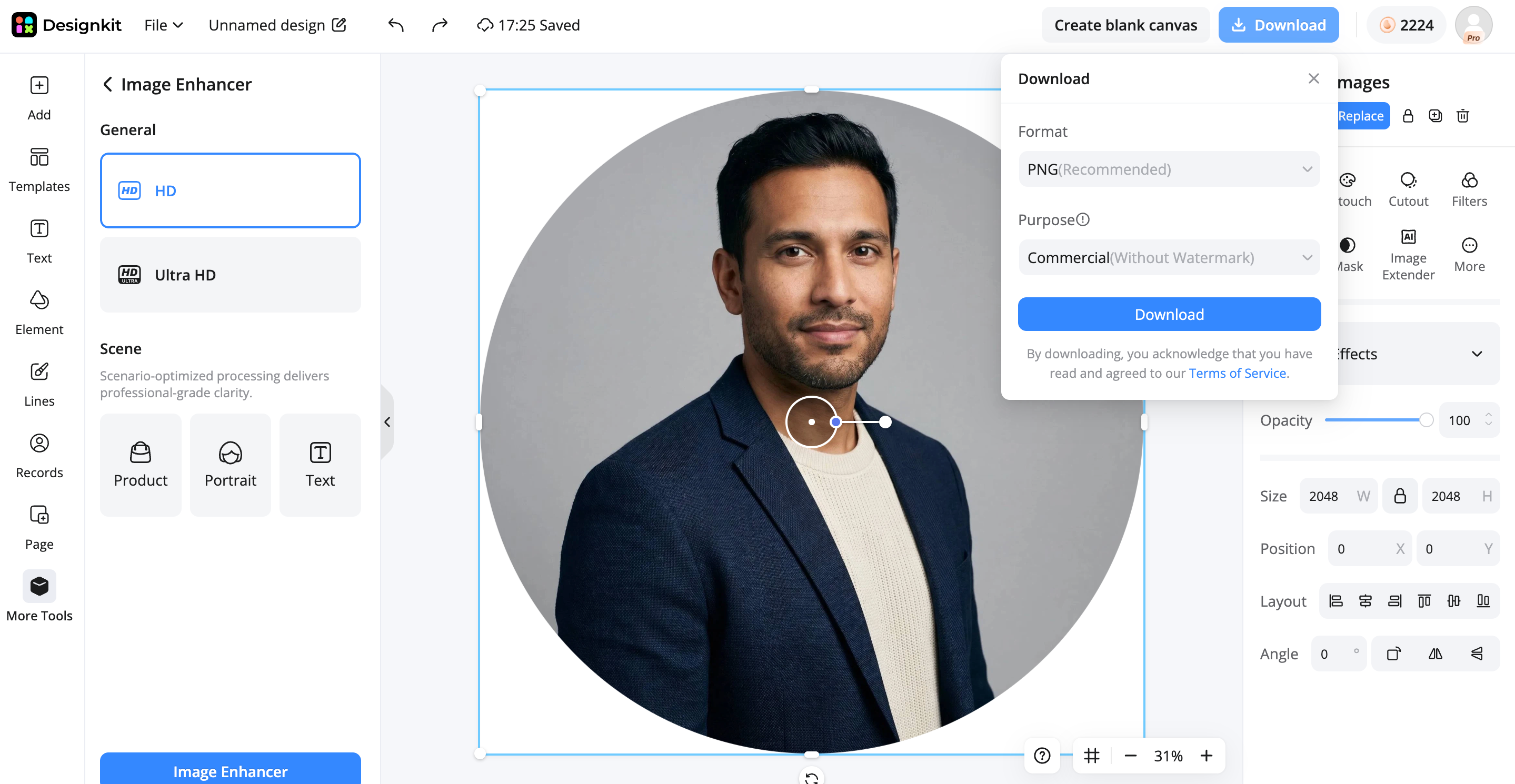 How to Crop a Photo Into a Circle with Designkit Enhance and Export the Final Image