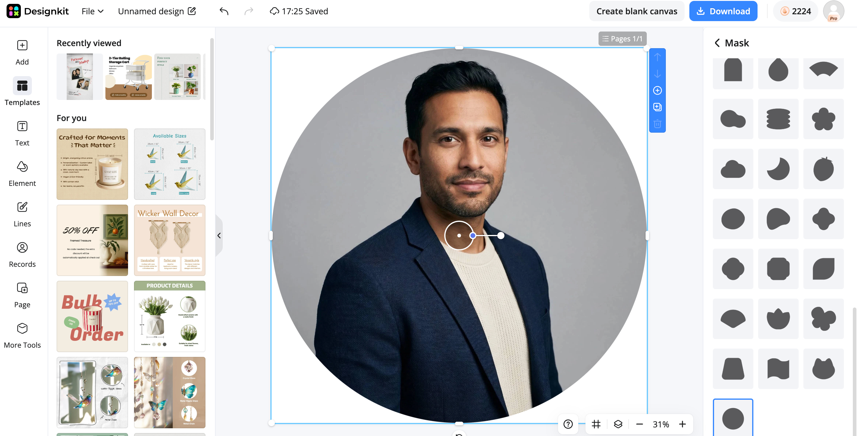 How to Crop a Photo Into a Circle with Designkit Apply a Circle Mask and Adjust the Position