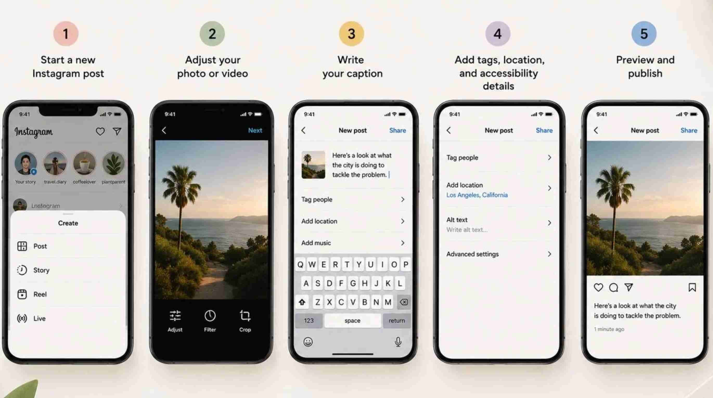 Make an Instagram post step by step