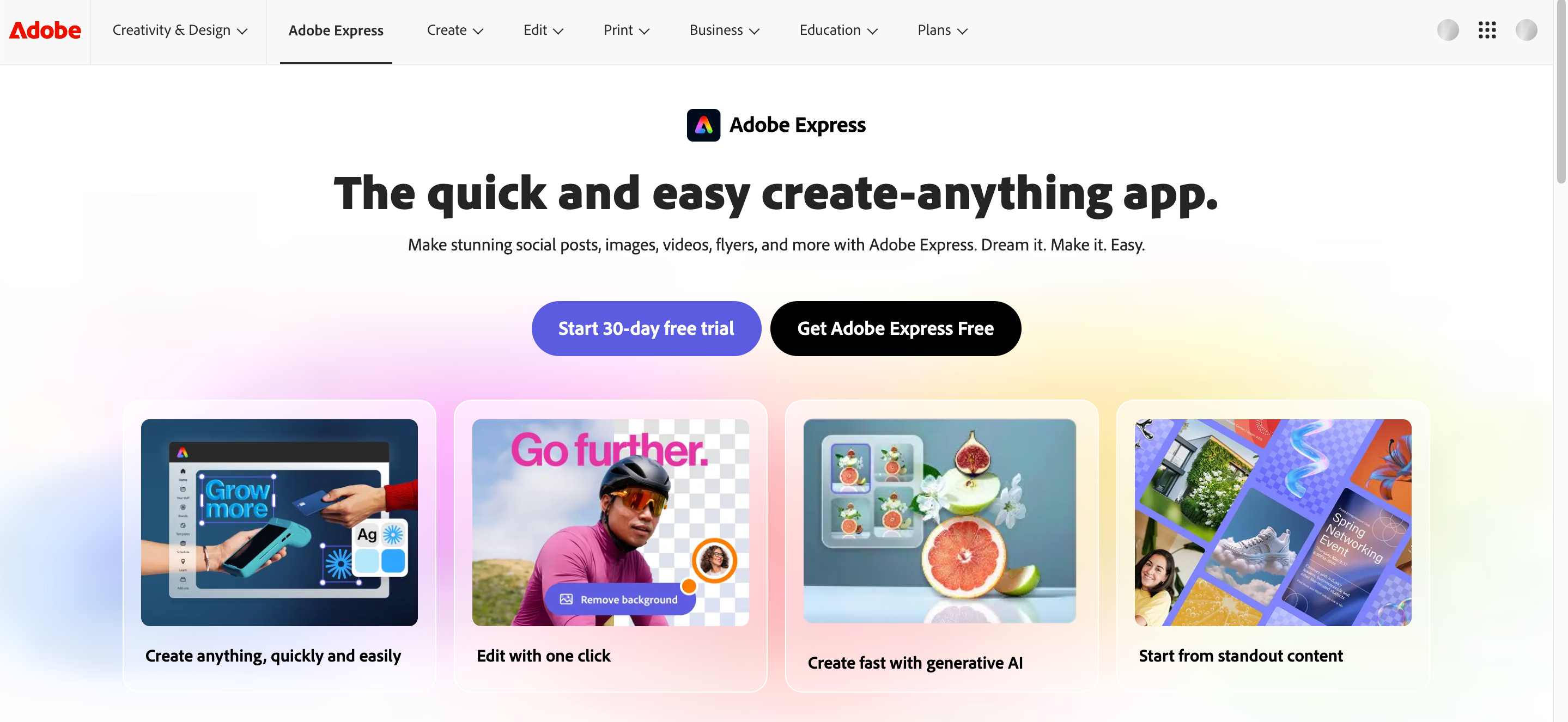 Adobe Express Landing Page
