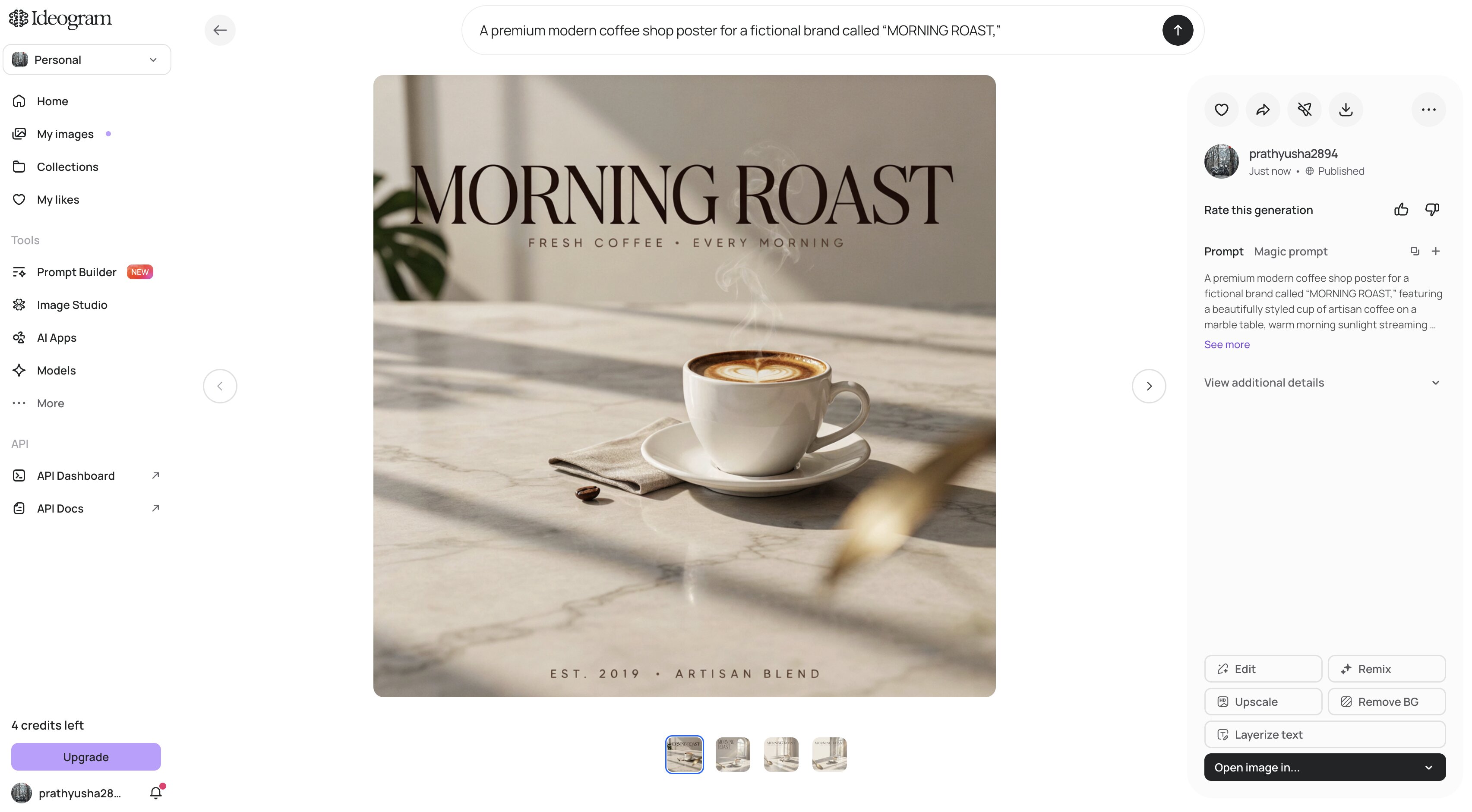 How does the Ideogram image generator work? Refine the selected result