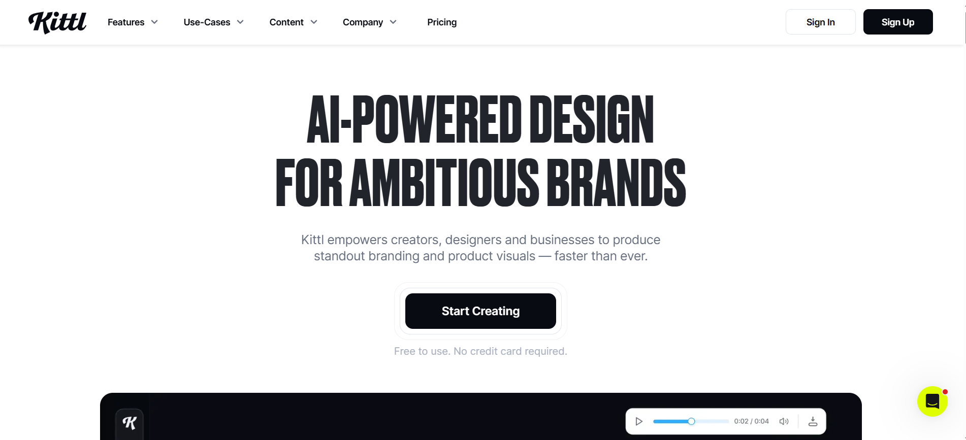 Kittl Landing Page