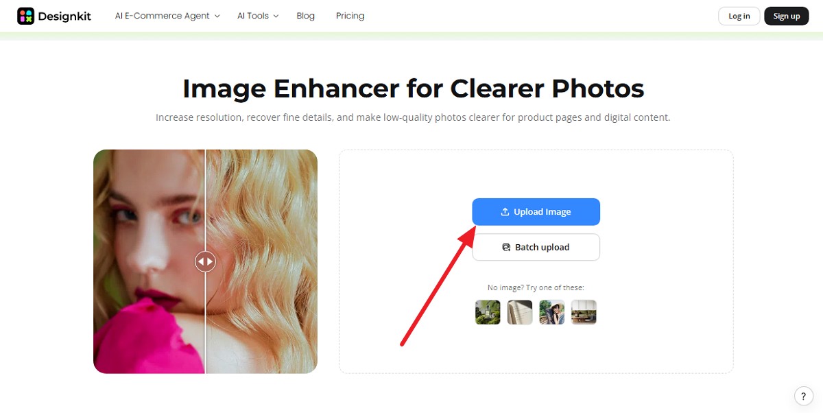 upload image to the tool
