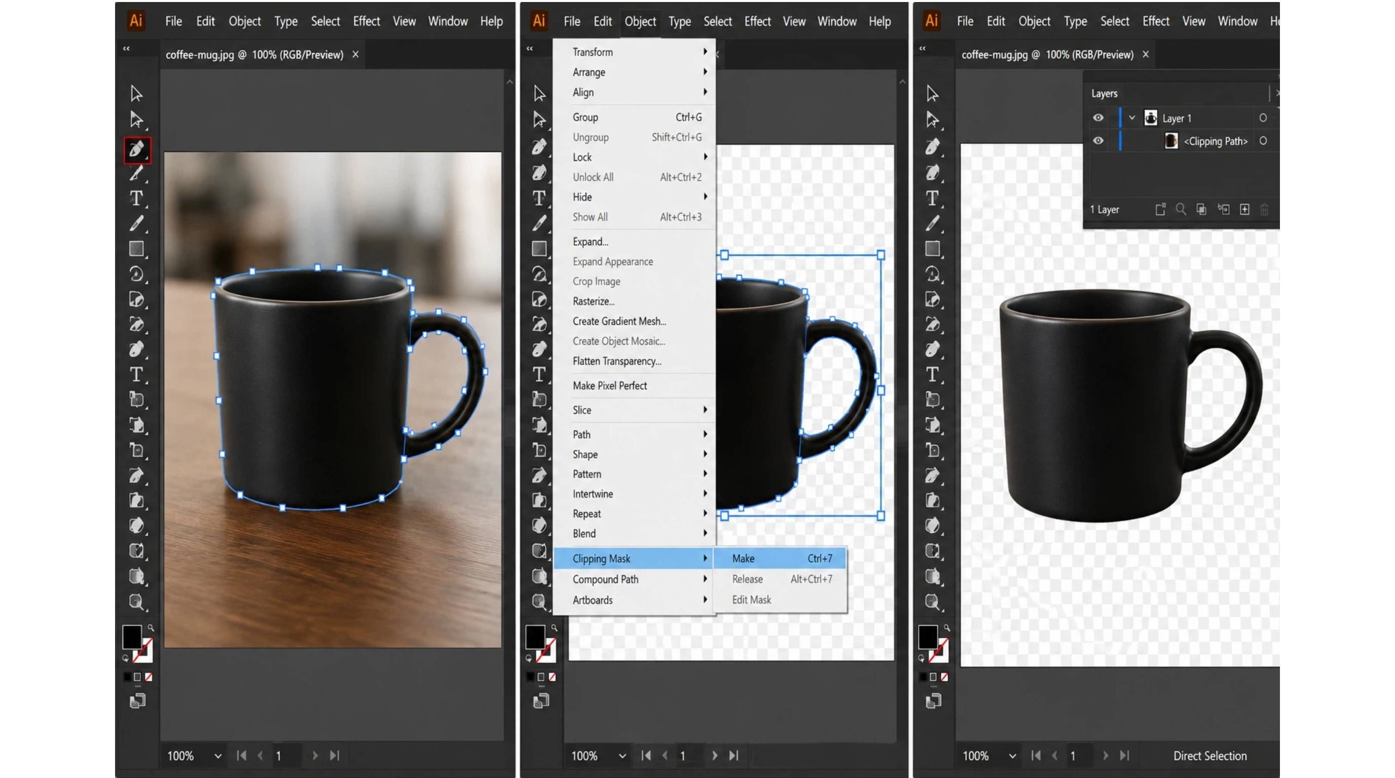Pen Tool + Clipping Mask