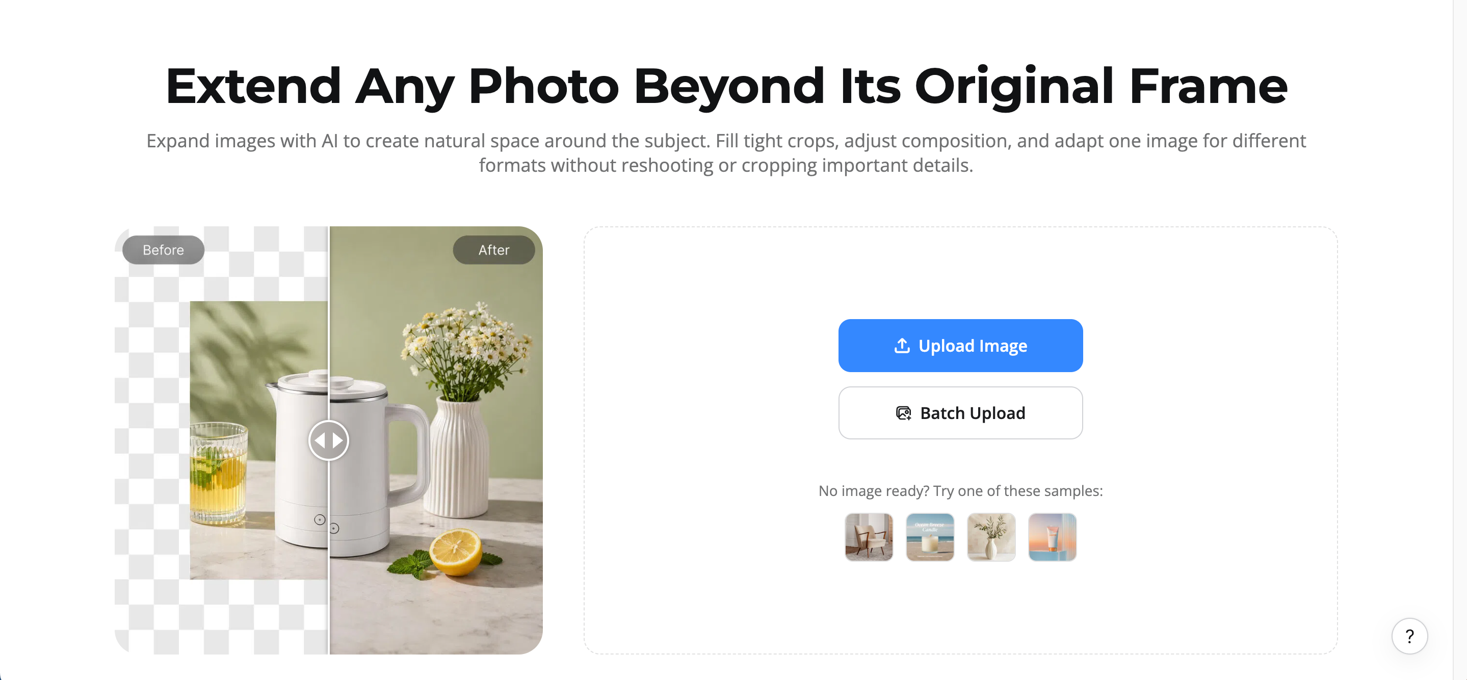 Extend images faster with Designkit AI image extender Designkit AI image extender