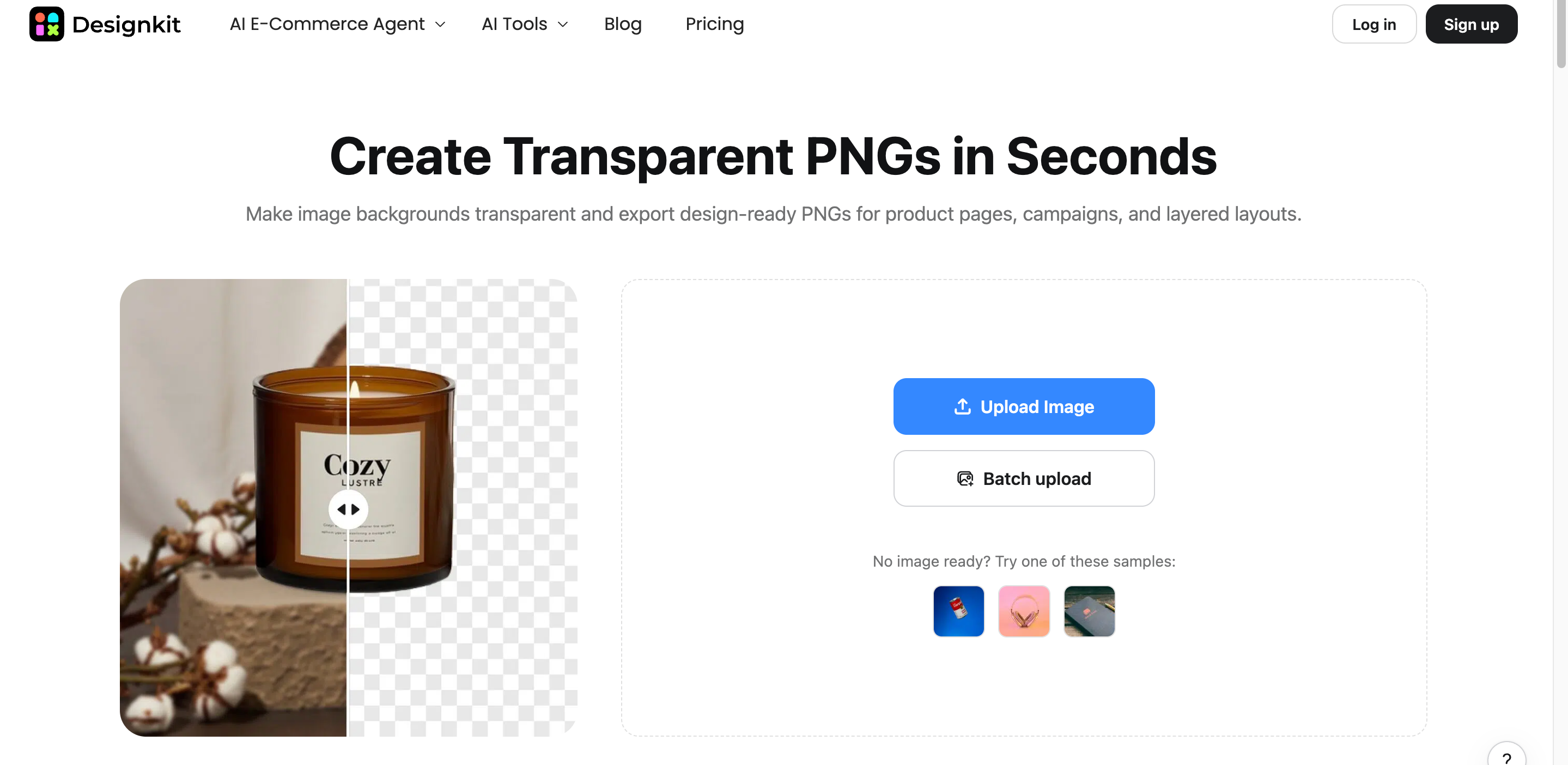 Create transparent images faster with Designkit Designkit's Transparent Background Maker