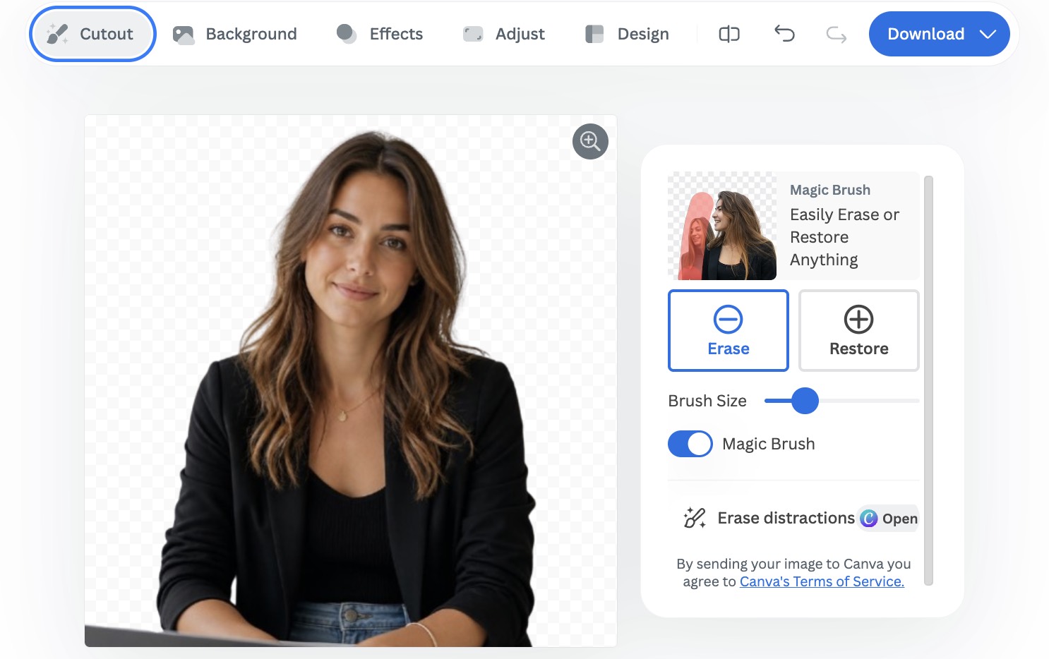 remove bg erase and restore on leftover background