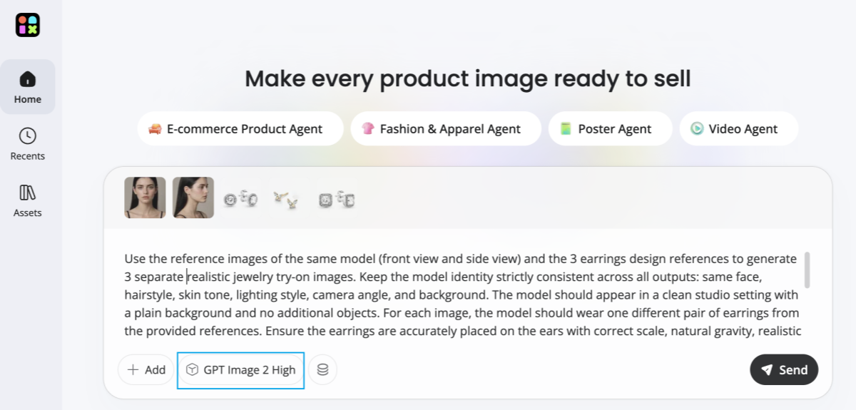virtual earring try on prompt