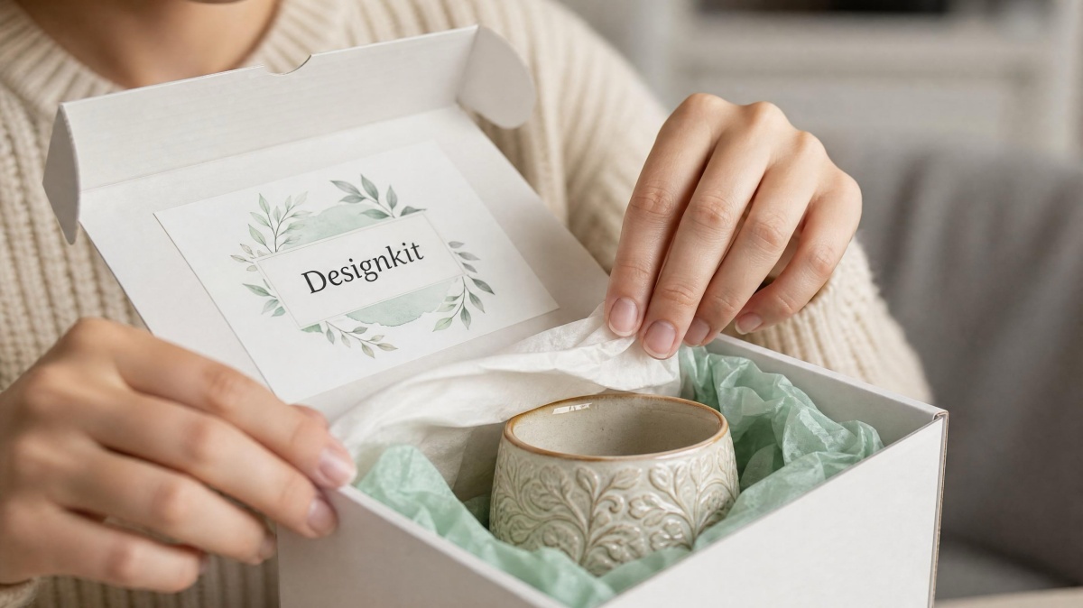 Ceramic mugs being packed