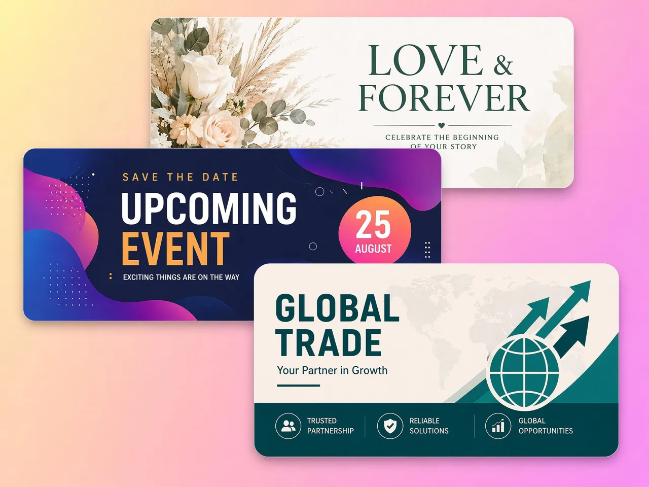 Design event banners for shows, webinars, and expo