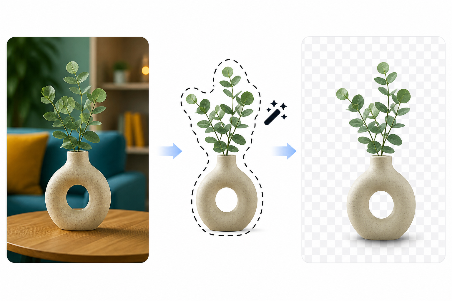 AI background removal: a subject cut out from a busy photo onto a transparent checkerboard background. AI background removal: a subject cut out from a busy photo onto a transparent checkerboard background.