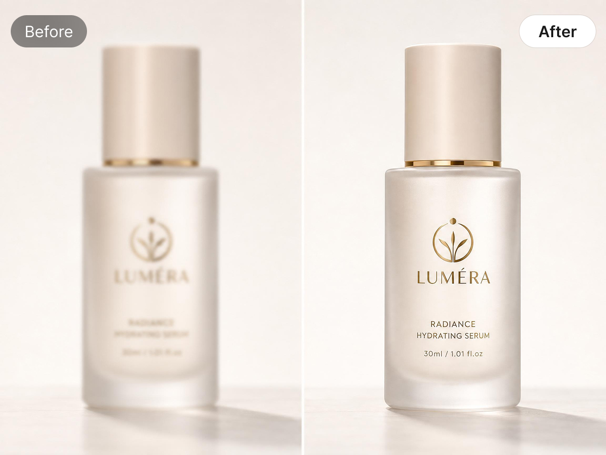 Product photo enhancement before and after