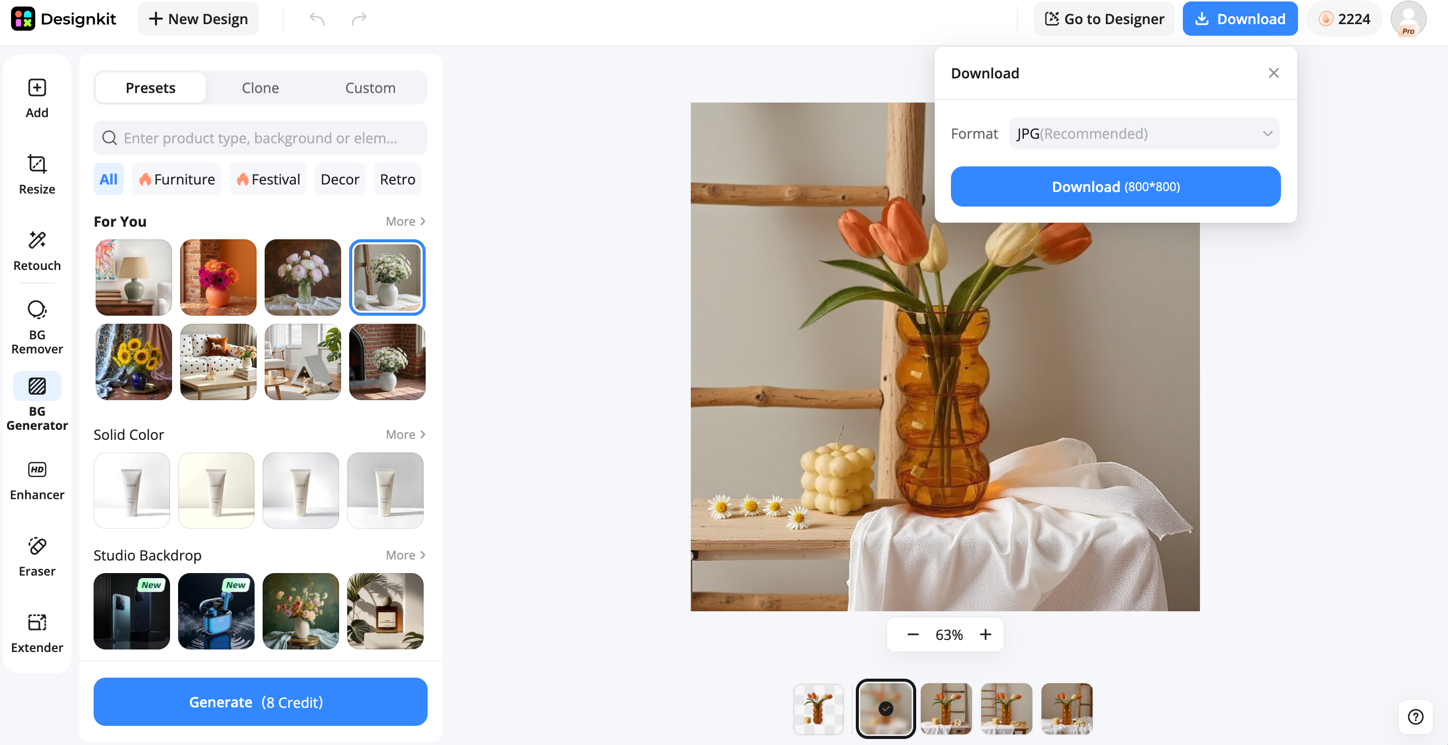 How remove backgrounds with Designkit Export the image