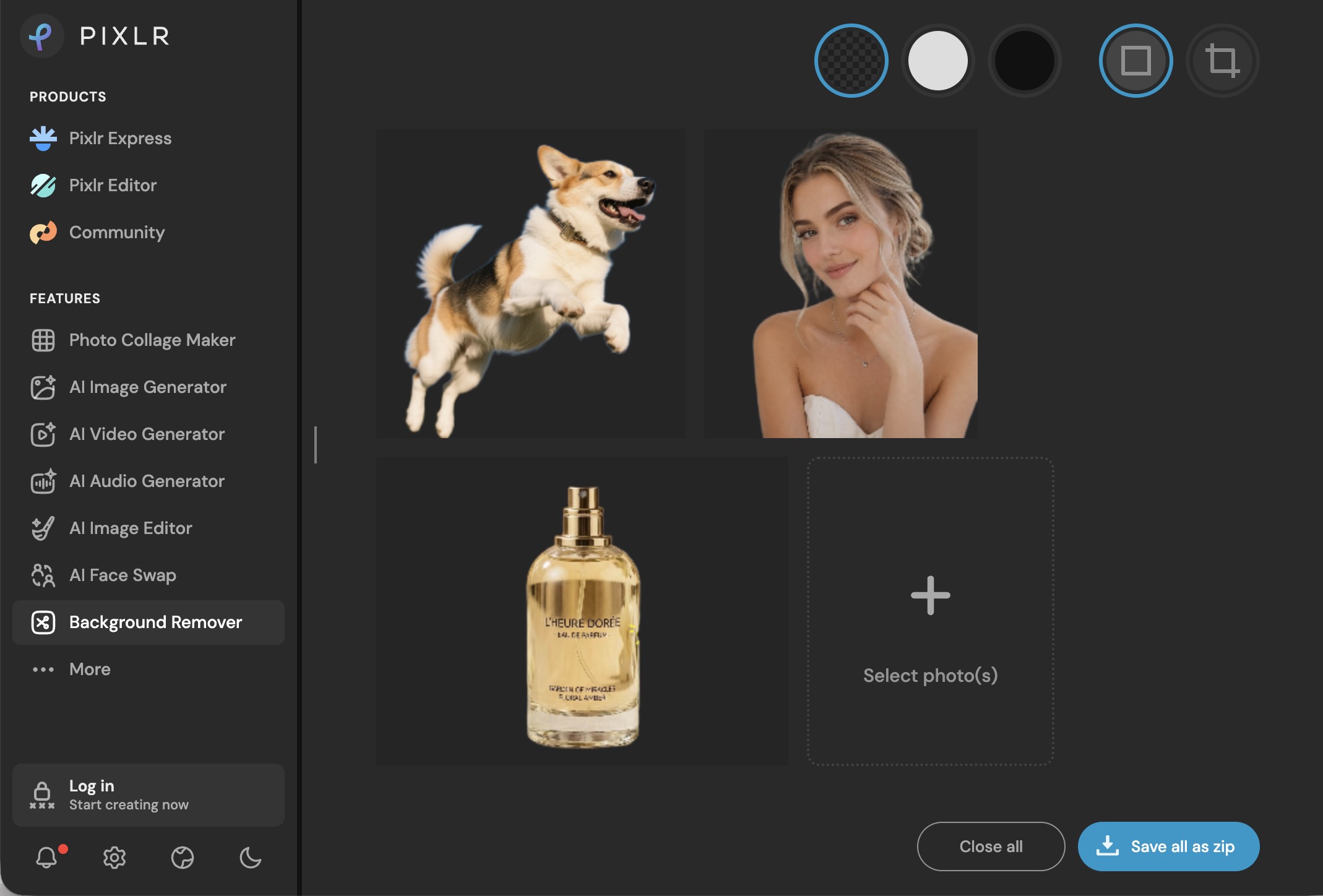 pixlr remove bg for product portrait and pet images