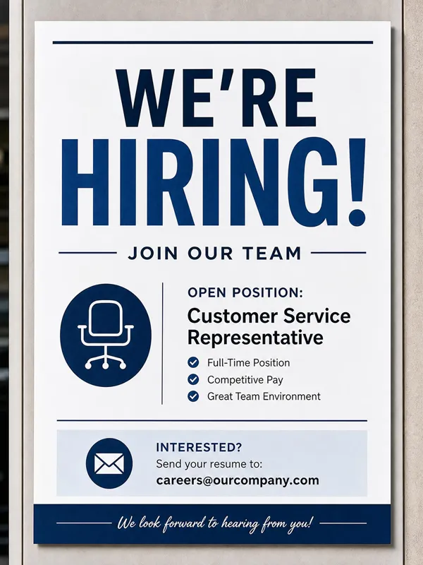 AI Generated Now Hiring Sign