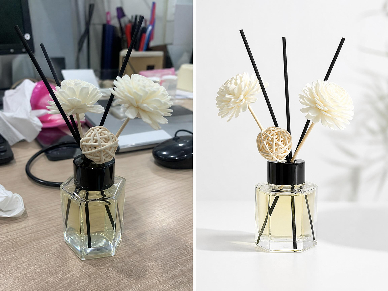 Before and after product background cleanup