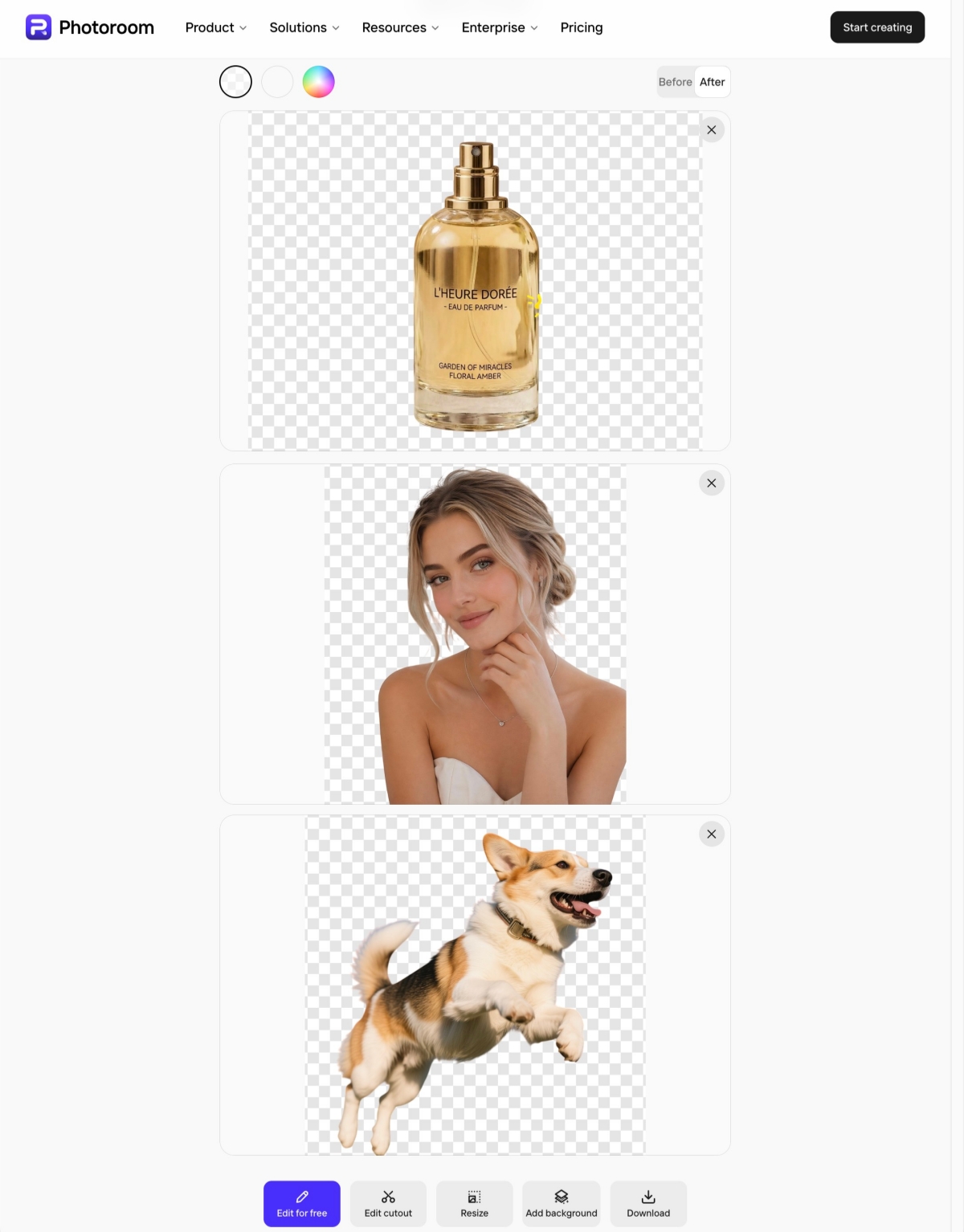 photoroom remove bg for product portrait and pet images