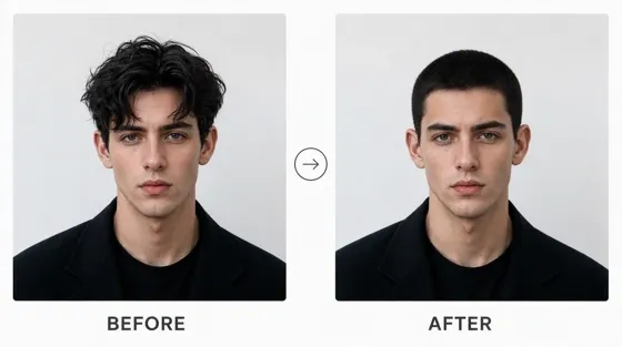 buzz cut before after image