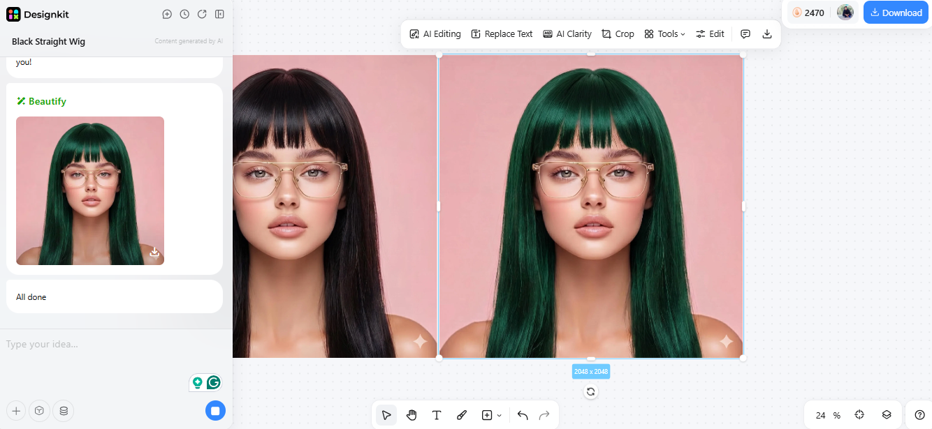 changing bangs color with designkit