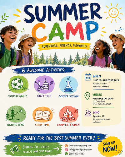 AI Generated summer camp poster 