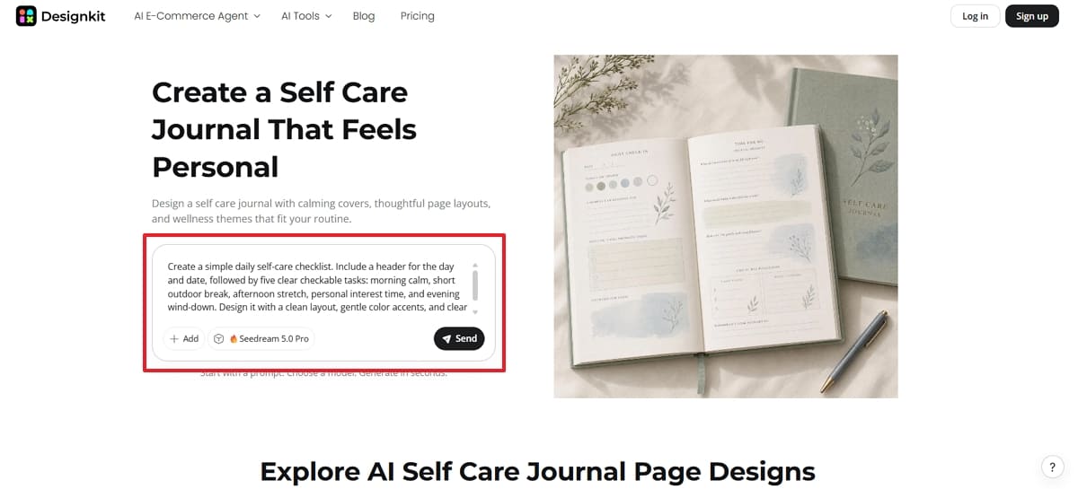 enter self care ideas in designkit