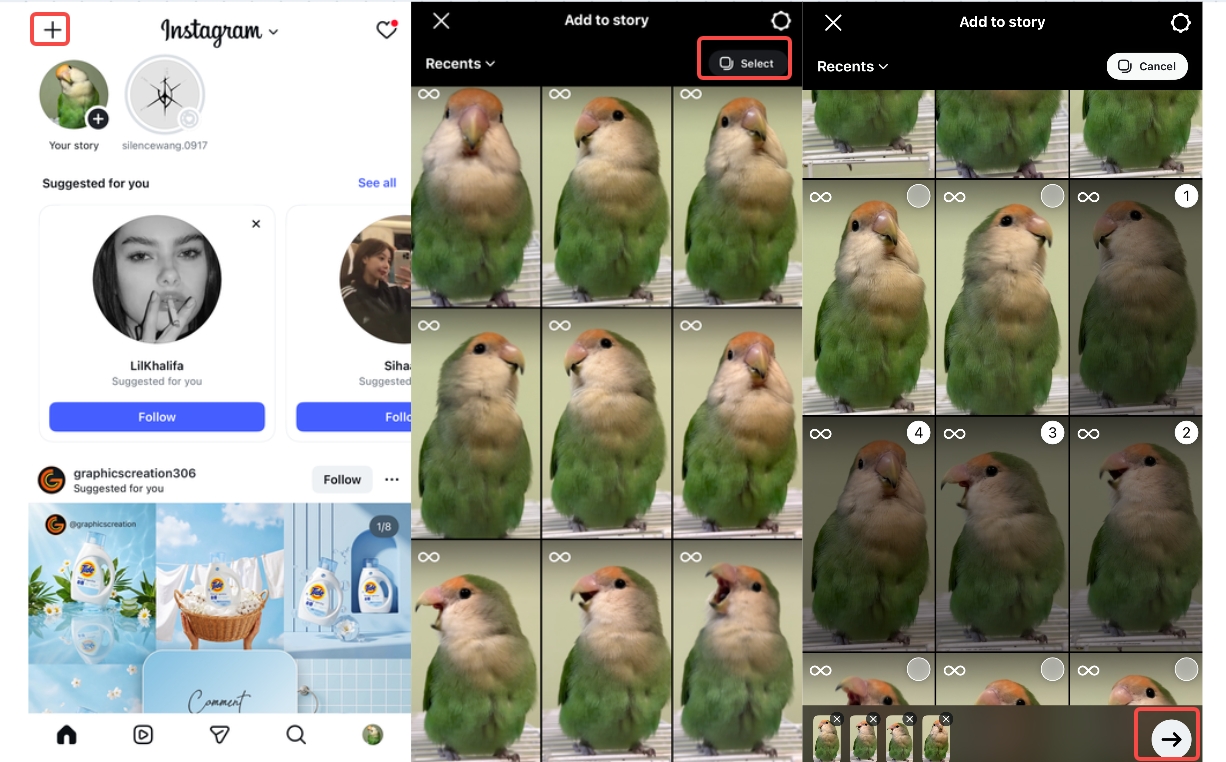 Select photos for a story