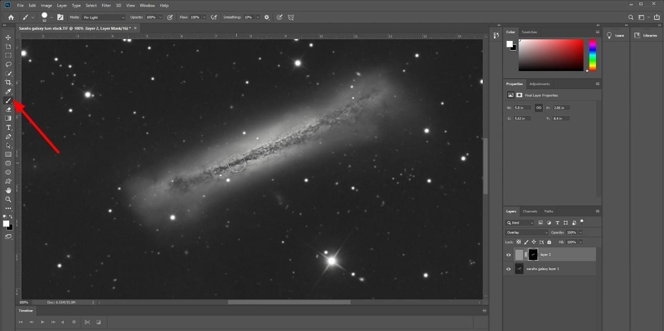 click brush tool for selective sharpenng