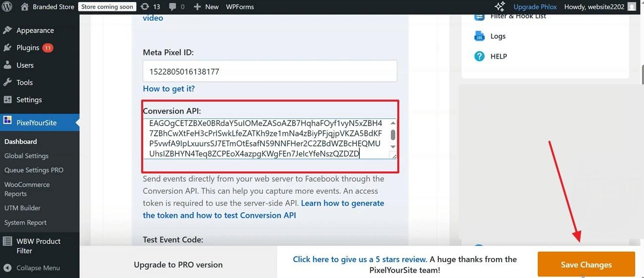 save conversion api changes