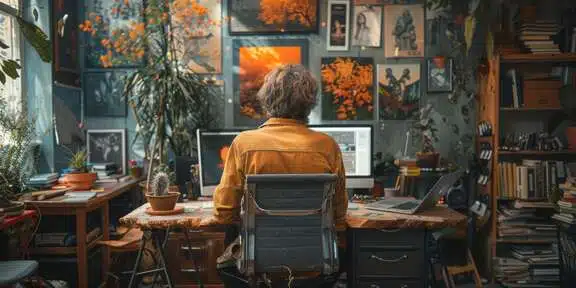 man-desk-with-computer-furniture-picture-frame-plant-room