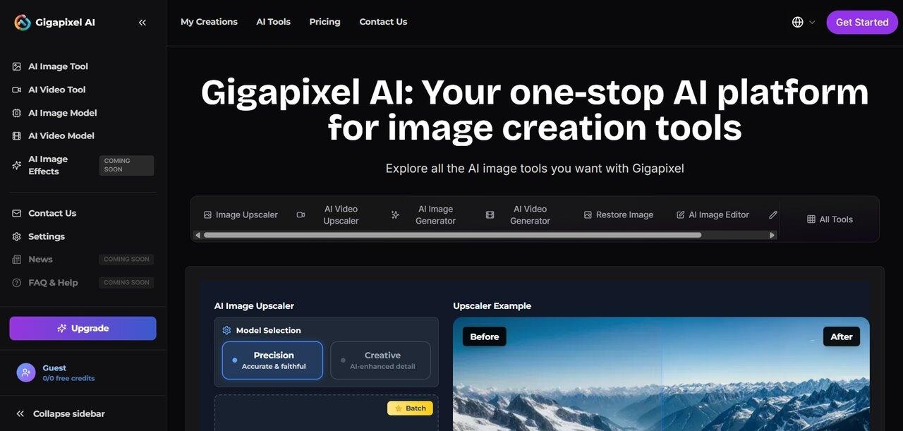 Gigapixel AI interface