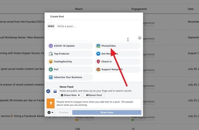 choose photo or video option