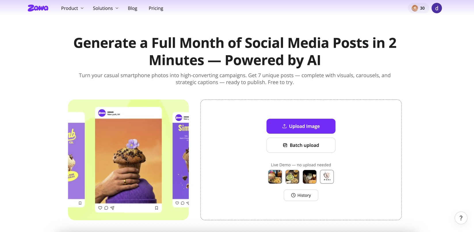Zawa social media post generator 