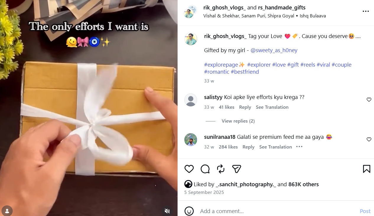 Over-the-top gifting reaction memes