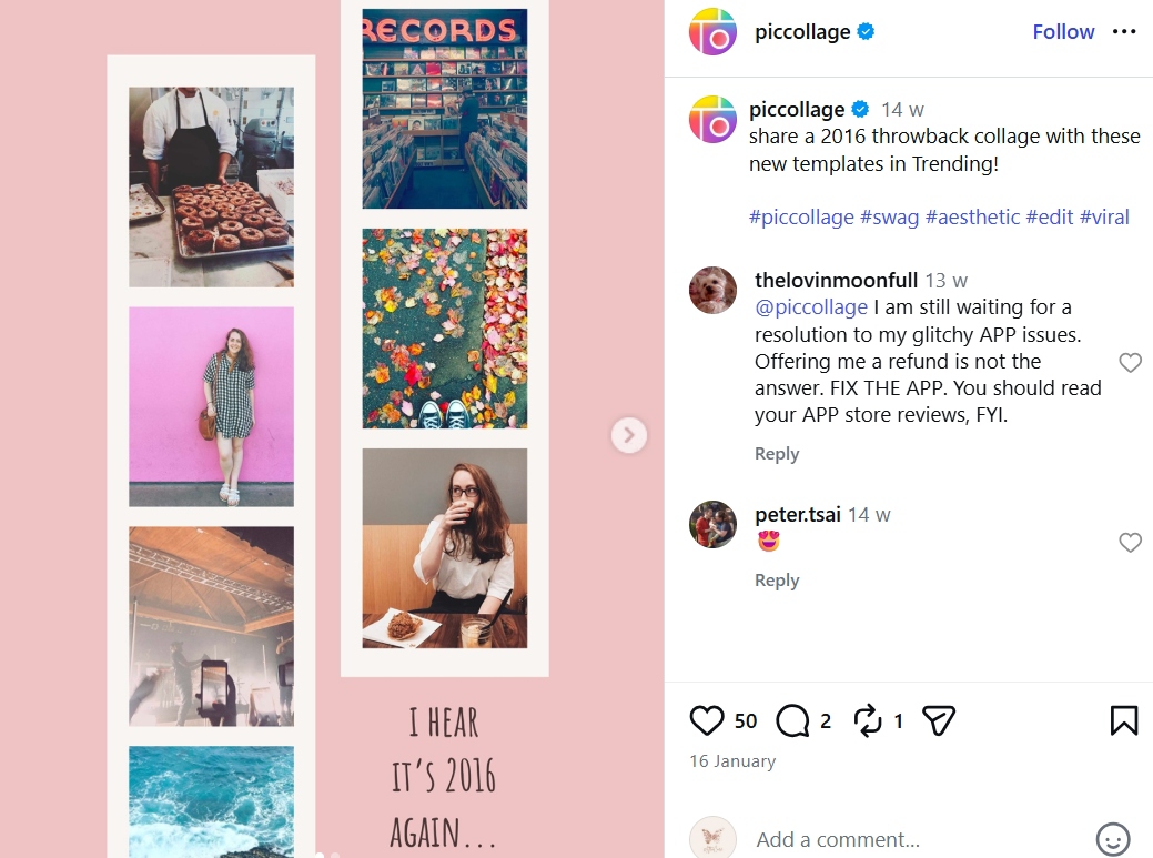 Throwback photo collage posts