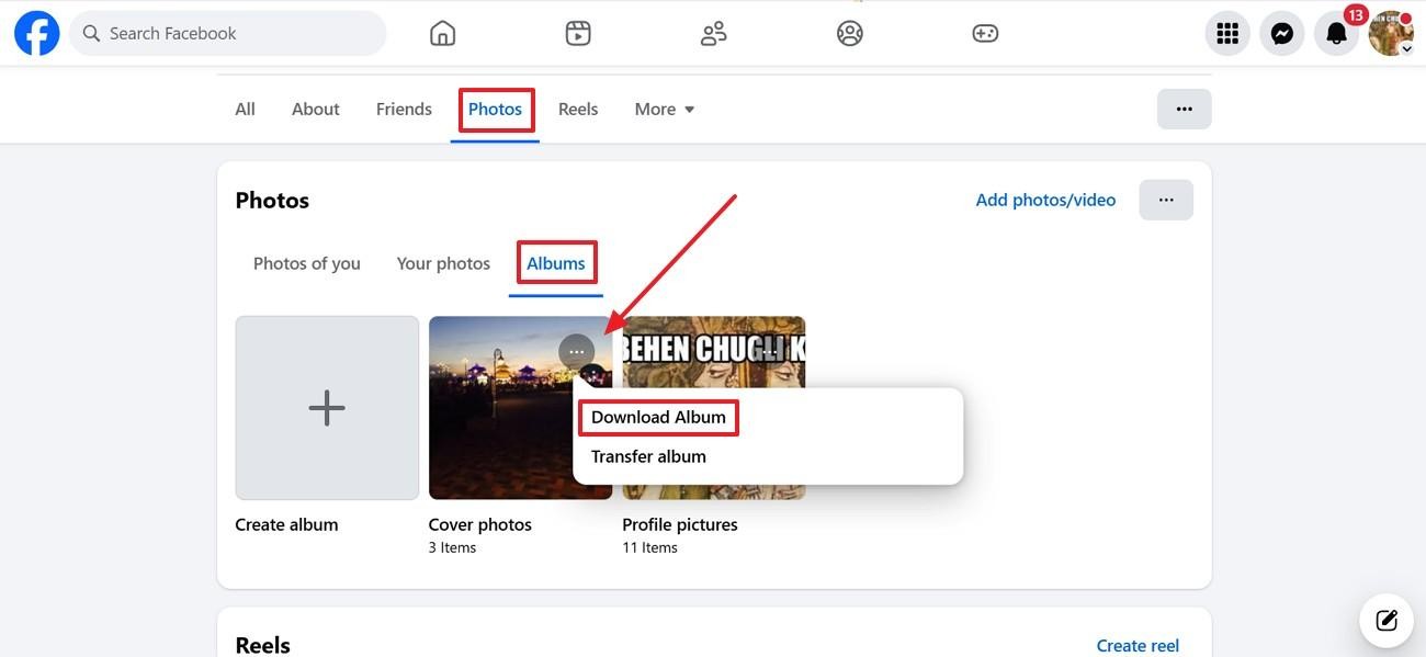 download album photos to device
