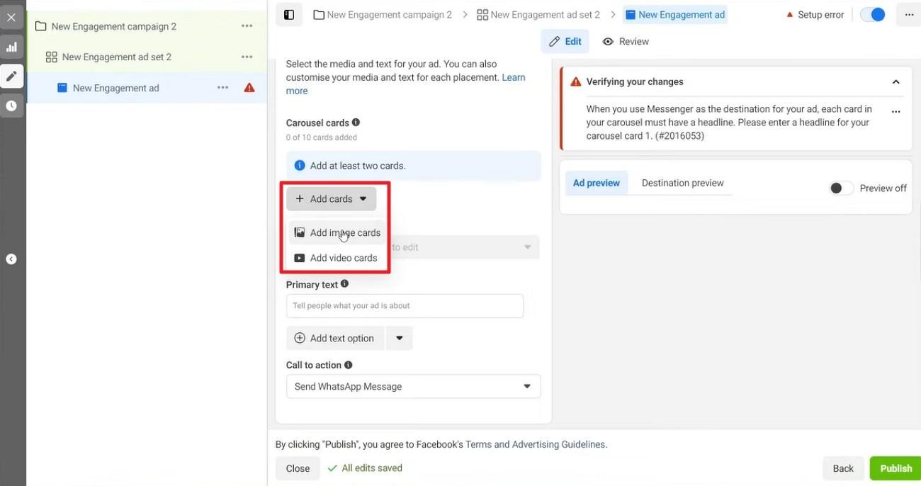 add image or video cards to carousel