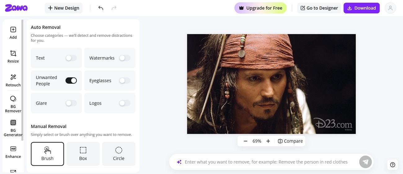 zawa one click ai object remova