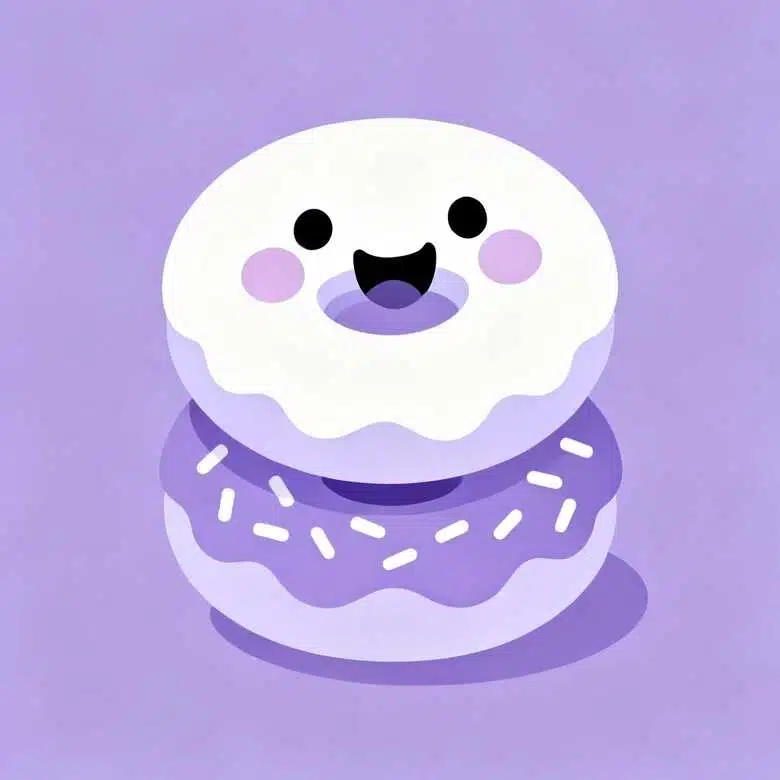 a cute kawaii donut logo purple