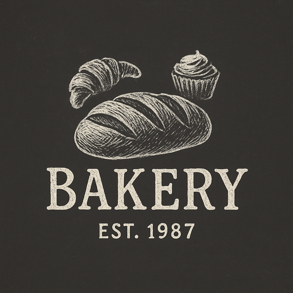 retro chalkboard-style bakery logo 