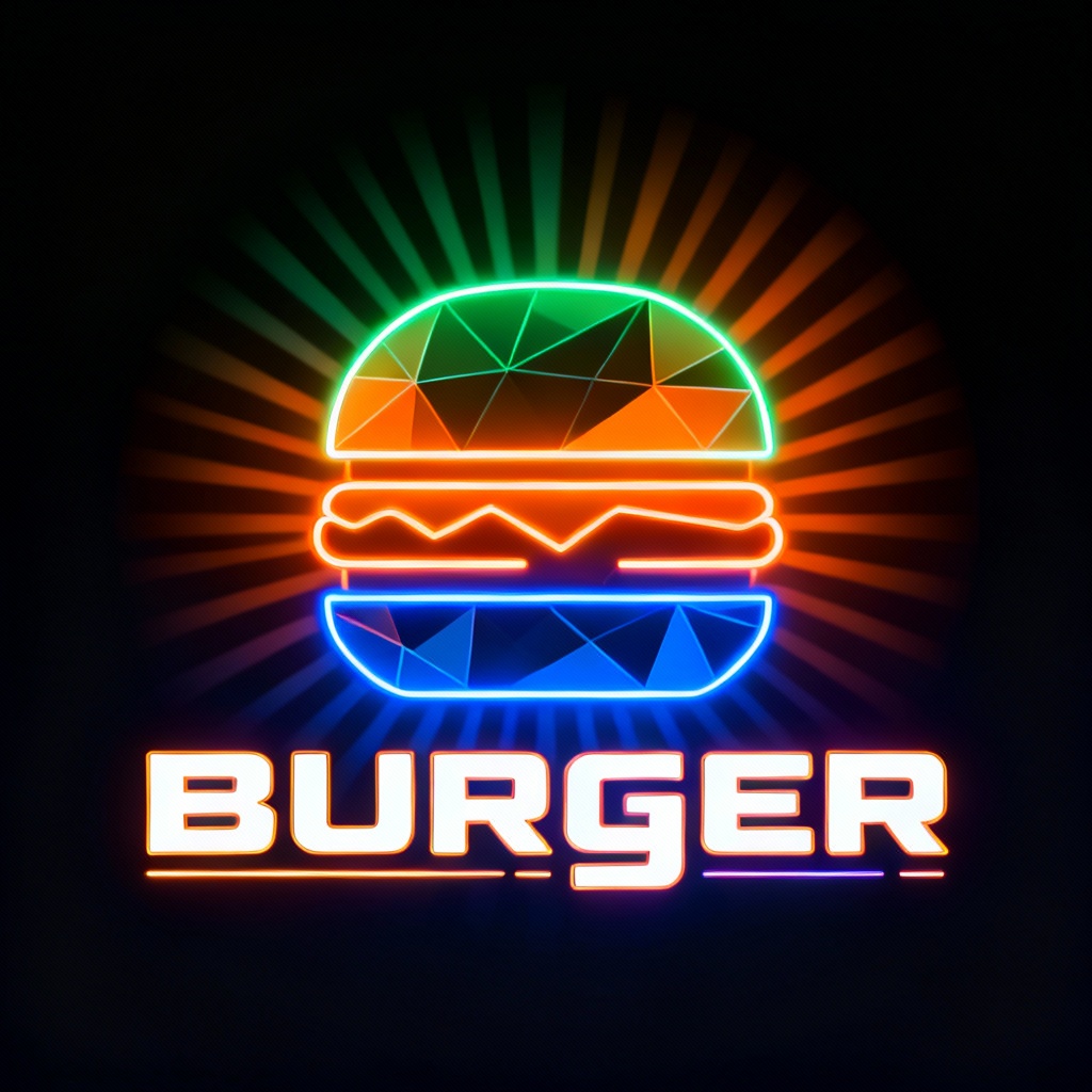 futuristic neon burger logo 2