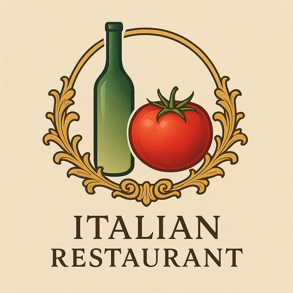  circular Italian restaurant logo with wine 